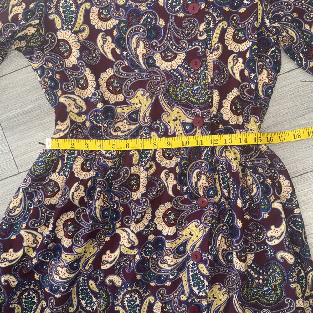 Vintage 80s Schrader Paisley Secretary Dress - Picture 7 of 17